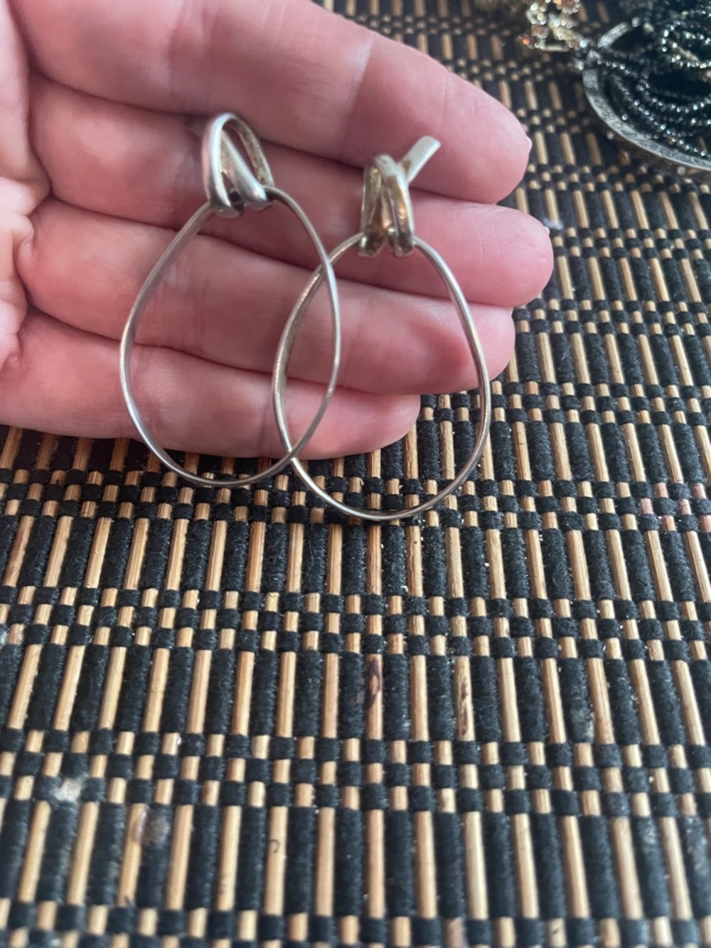 Silver Hoop Drop Earrings - Classic Women's Jewelry
